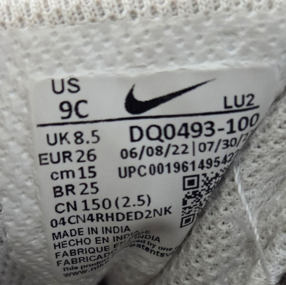 Nike Girls Court Borough Low Size 9C Pink White Shoes Slip On - Picture 9 of 9